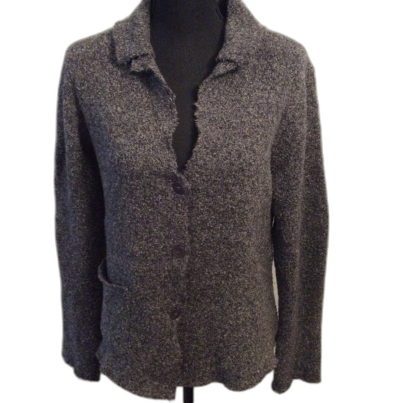Eileen Fisher Button Up Cardigan Sweater Merino Wool Casmere Medium M Gray - Picture 1 of 5